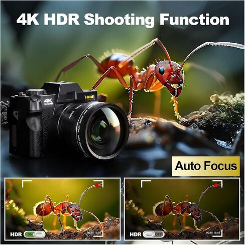 Compact Digital Photography Camera 4K WiFi Webcam Vintage Vlog Video Recorder 48MP Camcorder 16X Zoom in Saudi Arabia