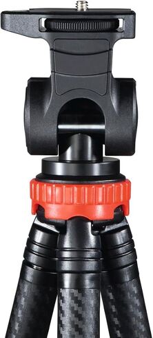 Hama Traveller Pro Tripod for Smartphone/Action Camera 3 Feet Black/Red - Tripods (Smartphone/Action Camera, 3 Feet, Black, Red, 1/4", 1/4", Aluminium) in Saudi Arabia