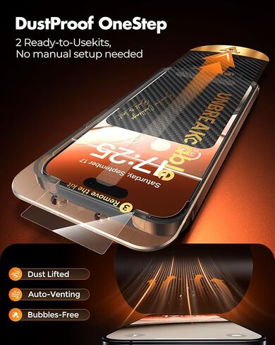 UNBREAKcable for iPhone 16 Plus / 15 Plus Privacy Screen Protector, Tempered Glass 6.7", DustProof OneStep Installation, 25° Anti-Spy, 9H Military-Grade Shatterproof, Bubble-Free, Case-Friendly-2 Pack in Saudi Arabia