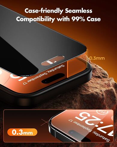 UNBREAKcable for iPhone 16 Plus / 15 Plus Privacy Screen Protector, Tempered Glass 6.7", DustProof OneStep Installation, 25° Anti-Spy, 9H Military-Grade Shatterproof, Bubble-Free, Case-Friendly-2 Pack in Saudi Arabia