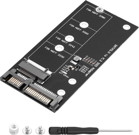 SATA to M.2 Adapter Board, Compatible with B Key NGFF SSDs Only, Fits 2230/2242/2260/2280 Sizes, SATA 7Pin+15Pin Interfaces, with Installation Tools in Kuwait