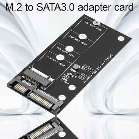 SATA to M.2 Adapter Board, Compatible with B Key NGFF SSDs Only, Fits 2230/2242/2260/2280 Sizes, SATA 7Pin+15Pin Interfaces, with Installation Tools in Kuwait