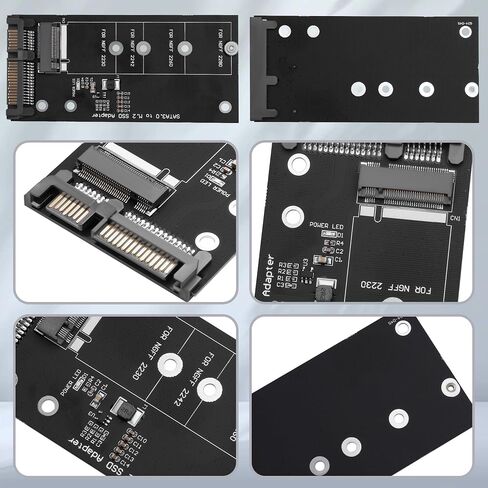 SATA to M.2 Adapter Board, Compatible with B Key NGFF SSDs Only, Fits 2230/2242/2260/2280 Sizes, SATA 7Pin+15Pin Interfaces, with Installation Tools in Kuwait