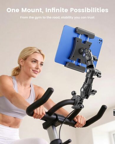 OHLPRO Tablet Holder for Mic Stand, 360° Adjustable Long Arm Tablet & Phone Mount with Clamp, for Treadmill Handlebar, Peloton Bike, Stroller, Wheelchair, Fits 5–13" Devices in Kuwait
