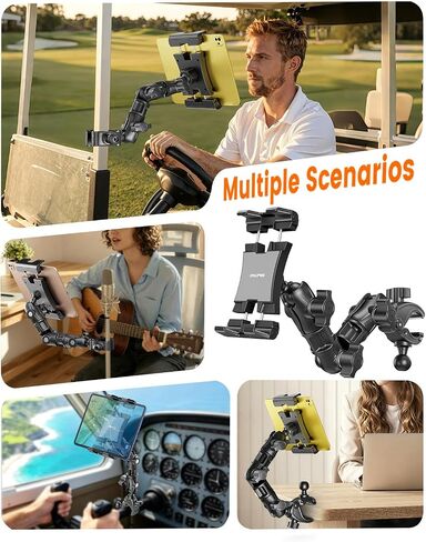 OHLPRO Tablet Holder for Mic Stand, 360° Adjustable Long Arm Tablet & Phone Mount with Clamp, for Treadmill Handlebar, Peloton Bike, Stroller, Wheelchair, Fits 5–13" Devices in Kuwait