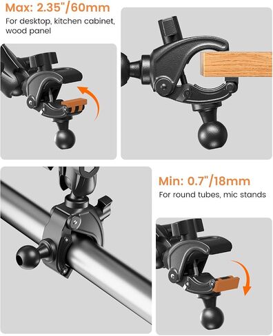 OHLPRO Tablet Holder for Mic Stand, 360° Adjustable Long Arm Tablet & Phone Mount with Clamp, for Treadmill Handlebar, Peloton Bike, Stroller, Wheelchair, Fits 5–13" Devices in Kuwait