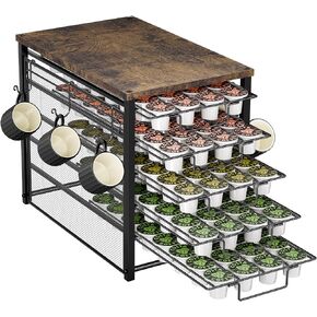 Simple Trending 5 Tier Coffee Pod Holder for K Cup, 160 Pod Pack Capacity Rack, Metal, Black in Kuwait