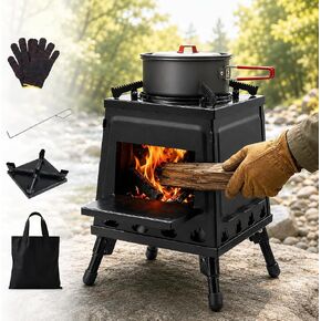 Japard Wood Burning Camp Stove Black Woodstove Foldable with Carrying Bag in Saudi Arabia