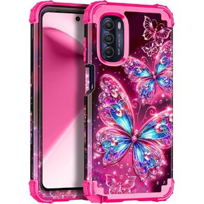Miqala for Moto G 5G 2026 Case,Glow in The Dark Three Layer Heavy Duty Shockproof Full Body Protection Hard Plastic Bumper+Soft Silicone Protective Case for Motorola Moto G 5G 2026,Dark Butterfly in Saudi Arabia