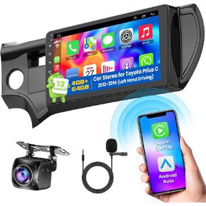 4G+64G Android 13 Wireless CarPlay Car Stereo Radio for Toyota Prius C 2012 2013 2014, 9'' HD Touch Screen Head Unit Compatible with Android Auto, Backup Camera, Mirror Link, GPS, WiFi, FM RDS in Saudi Arabia