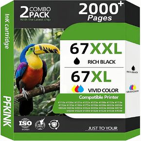 67XXL Ink Cartridge Replacement for Ink 67, 67xl Ink Cartridges Combo Pack Compatible with deskjet 4100 4100e 4152e 4155 4155e Envy 6000 6055e 6055 6400 6458 6458e 6452 6455e Printer(1 B&1C) in Kuwait