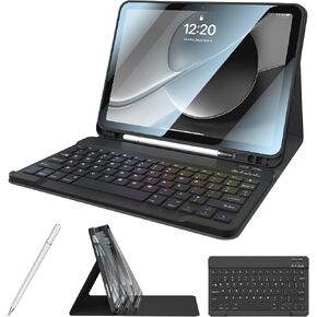 for iPad 10th Generation Case with Keyboard with Pencil Holder and Magnetic Disc Universal Stylus Pen 10.9 inch Wireless Detachable Folio Keyboard Cover for New iPad 10th Gen 2022 (Black) in Saudi Arabia
