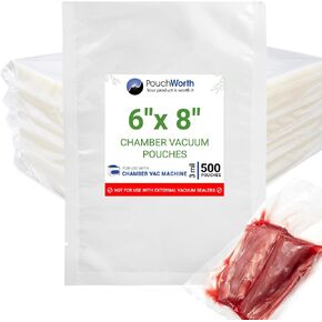 500 Pack Clear 6" x 8", 3 mil Chamber Machine Pouches, Pre-Cut Chamber Vacuum Sealer Bags, Heavy Duty Seal Pouch, BPA-Free Chamber Sealer Bags for Food Preservation, Freezer with Tear Notch in Saudi Arabia