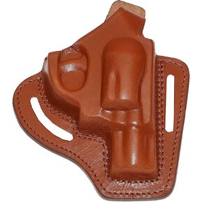 S&W J Frame Holster, 2 Slot Pancake Shoulder & OWB up to 2" Barrel Revolver Leather Gun Holster Thumb Break RH Handmade in Kuwait