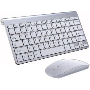 Wireless Keyboard and Mouse Combo, 2.4GHz Compact Full-Size Keyboard Mouse, Round Keycaps, Scissor Switch, 800/1200/1600 DPI, Single USB Receiver, for PC Laptop Mac Windows, White in Saudi Arabia