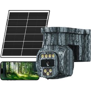 4G LTE Solar Cellular Security Camera Wireless Outdoor, No WiFi Needed, AOV Recording, PTZ Cameras, Built-in eSIM, Motion Detection, 2-Way Audio, 2K Live View for Off-Grid Security Non Internet in Kuwait