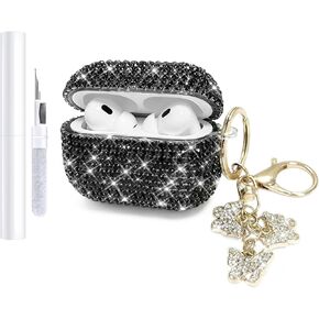Compatible with AirPods 4 Case Cover 2024, Hard TPU Cover with Glitter Diamond for AirPods 4th Generation Case with Bling Butterfly Keychain and Cleaning Kit for Girls Women (Gold) in Saudi Arabia