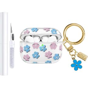 Compatible with AirPods 4 Case Cover 2024, Soft TPU with Cute Flower Pattern for AirPods 4th Generation Case with Flower Keychain and Cleaning Kit for Girls Women (White) in Saudi Arabia