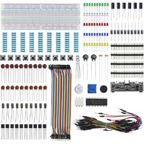 380 PCS Electronics Starter Kit with 830-Point Breadboard, USB Power Supply Module, Breadboard Kit Compatible with Arduino, ESP32, Raspberry Pi & STM32 in Kuwait