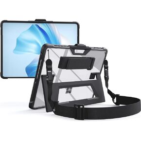 AOAO Clear Case for Microsoft Surface Pro 12/11/10/9 13 Inch, Rugged Protective Cover with Shoulder Strap, Hand Strap, Stylus Pen Holder, Extra Stand for Education and Business Office Black in Saudi Arabia