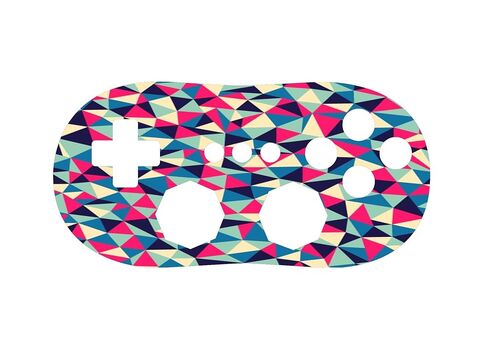 Geometric Colorful Triangles Blue Pink Aqua Orange Vinyl Decal Sticker Skin by Debbie's Designs for Wii Classic Controller in Saudi Arabia
