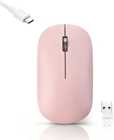 Guiheng Wireless Bluetooth Mouse, Dual Mode Rechargeable Silent Slim Laptop Mouse,Portable(BT5.2+USB Receiver) Computer Mice,for Laptop,Desktop Computer,ipad Tablet,Phone,TV (Pink) in Saudi Arabia