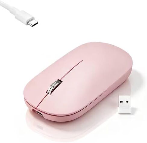 Guiheng Wireless Bluetooth Mouse, Dual Mode Rechargeable Silent Slim Laptop Mouse,Portable(BT5.2+USB Receiver) Computer Mice,for Laptop,Desktop Computer,ipad Tablet,Phone,TV (Pink) in Saudi Arabia