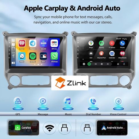 Android 15 4-Core 64G Car Stereo for Chevrolet Silverado GMC Sierra 2014-2018,Wireless CarPlay & Android Auto, 10.1" Touchscreen GPS Bluetooth Mirror Link FM Radio WiFi Backup Cam Mic SWC+Canbus in Kuwait