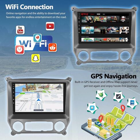 Android 15 4-Core 64G Car Stereo for Chevrolet Silverado GMC Sierra 2014-2018,Wireless CarPlay & Android Auto, 10.1" Touchscreen GPS Bluetooth Mirror Link FM Radio WiFi Backup Cam Mic SWC+Canbus in Kuwait
