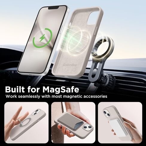 حافظة GolbinBox المغناطيسية لهاتف iPhone 15، متوافقة مع MagSafe، [بطانة ناعمة من الألياف الدقيقة المضادة للخدش]، حافظة هاتف واقية مقاومة للصدمات من السيليكون السائل لهاتف iPhone 15 6.1 بوصة، حجري in Kuwait