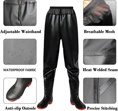 Fishing Waders for Men Women, Waterproof Waist Wader Pants with Boots in Kuwait