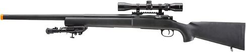 Lancer Tactical M24 Bolt Action Spring Powered Sniper Airsoft Rifle w/Scope & Bipod (450 FPS) (Color: Black) in Saudi Arabia
