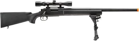 Lancer Tactical M24 Bolt Action Spring Powered Sniper Airsoft Rifle w/Scope & Bipod (450 FPS) (Color: Black) in Saudi Arabia