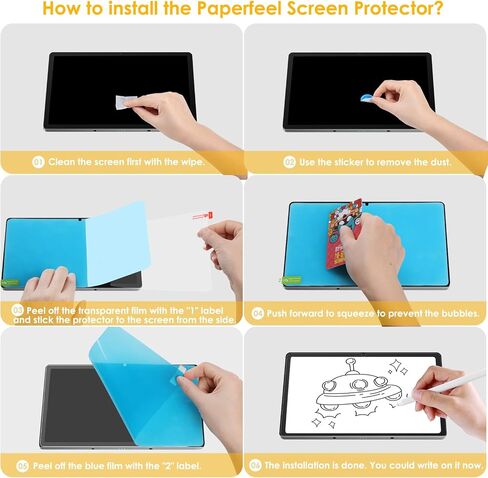 واقي شاشة مكون من قطعتين متوافق مع Lenovo Idea Tab Pro 12.7 بوصة 2025،1 واقي شاشة بملمس الورق + 1 واقي شاشة مقوى، [سهل التركيب] [خالٍ من الفقاعات] in Kuwait