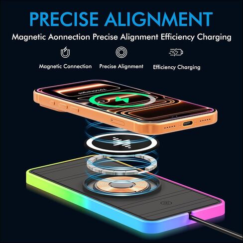 Magnetic Wireless Charger for iPhone 17/16/15/14/13/12 Series, Fast Wireless Charging Pad with Extension Cable, Portable Mag Safe Compatible Charger for Car, Desk & Travel, USB Magnetic Phone Charger in Kuwait