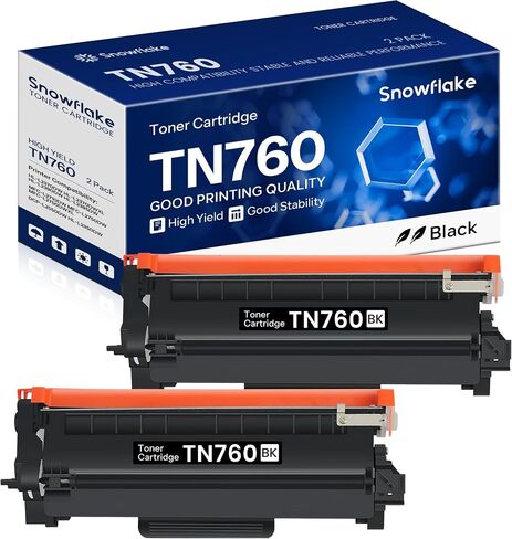 TN-760 TN760 Toner Compatible TN-760 High Yield Black Toner Cartridge Replacement for Brother TN-760 TN760 MFC-L2750DW MFC-L2710DW HL-L2350DW DCP-L2550DW Toner (2 Pack) in Saudi Arabia