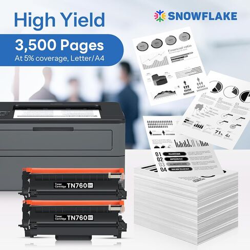 TN-760 TN760 Toner Compatible TN-760 High Yield Black Toner Cartridge Replacement for Brother TN-760 TN760 MFC-L2750DW MFC-L2710DW HL-L2350DW DCP-L2550DW Toner (2 Pack) in Saudi Arabia