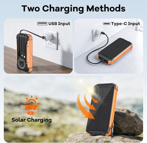 Solar Charger Power Bank 20000mAh, Portable Wireless Charger for iphone in Kuwait