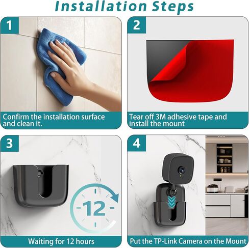 Introducing Adhesive Camera Mount,Fit for Tapo Link Indoor Security Camera C100 /C110,No Drill No Screw Mounting Bracket,No Damage to House Mount Holder,Black,2Pack (Cameras NOT Included) in Saudi Arabia