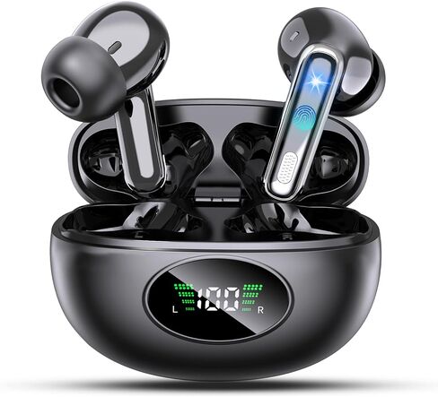 True Wireless Earbuds, 2026 Bluetooth 6.1 Headphones HiFi Stereo Ear Buds with 6 ENC Noise Cancelling Mic, 48H Playback LED Power Display for Pad Phones Workout Sports, IPX7 - Black in Saudi Arabia