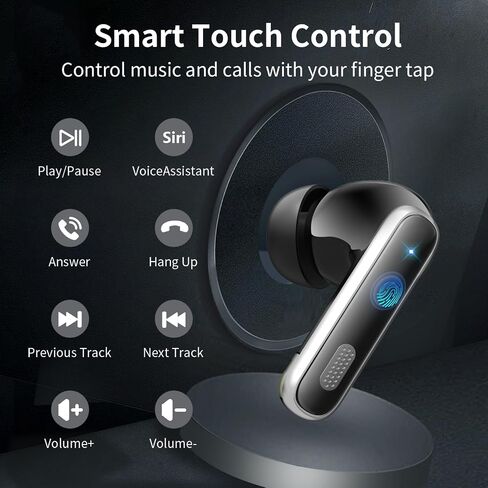True Wireless Earbuds, 2026 Bluetooth 6.1 Headphones HiFi Stereo Ear Buds with 6 ENC Noise Cancelling Mic, 48H Playback LED Power Display for Pad Phones Workout Sports, IPX7 - Black in Saudi Arabia