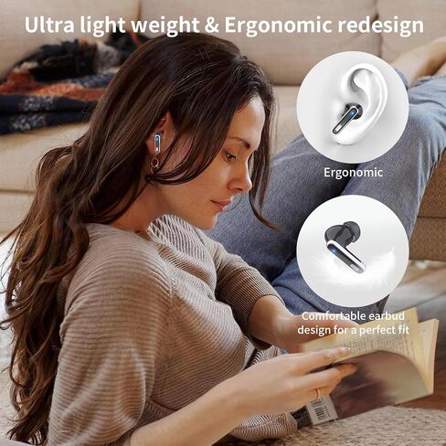 True Wireless Earbuds, 2026 Bluetooth 6.1 Headphones HiFi Stereo Ear Buds with 6 ENC Noise Cancelling Mic, 48H Playback LED Power Display for Pad Phones Workout Sports, IPX7 - Black in Saudi Arabia