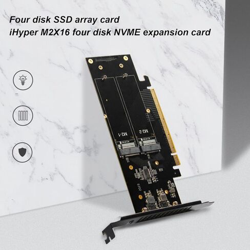 4 Port NVMe M.2 to PCIe x16 Adapter Card, Quad 2280 SSD Expansion Card, Full Speed Data Storage for Data Collection, Video Editing in Saudi Arabia