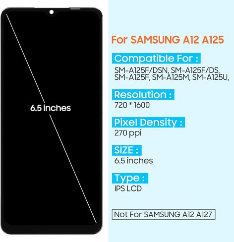 Screen Replacement for Samsung Galaxy A12 LCD Display for Samsung Galaxy A12 LCD Screen Digitizer SM-A125U SM A125F/DS SM-A125M/DS Touch Screen Full Assembly with Repairs Kits in Saudi Arabia