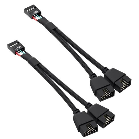 2PCS Motherboard USB Header Splitter - USB 2.0 to Dual 9 Pin Extension Cable, Internal USB Splitter for PC Internal Computer Motherboard (Black-6.3inch) in Kuwait