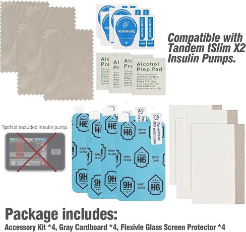 4 Pcs Flexible Nano Glass Screen Protector Compatible with Tandem tSlim X2 Insulin Pumps, Anti Scratch & Anti Fingerprint in Kuwait