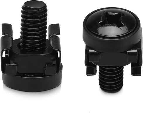 kwmobile 50 Pack M6 Cage Nuts, Bolts and Washers Kit - For Patch Panel Rack Mount Equipment Data Network Cabinets Size 19 Inch and 10 Inch - Black in Saudi Arabia
