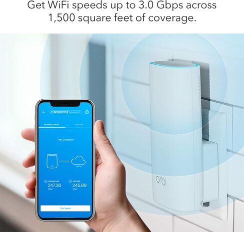 NETGEAR Orbi Wall-Plug Whole Home Mesh WiFi Satellite Extender - works with your Orbi router to add 1,500 sq. feet of coverage at speeds up to 2.2 Gbps, AC2200 (RBW30) in Saudi Arabia