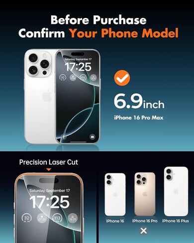 UNBREAKcable iPhone 16 Pro Max Full-Coverage Screen Protector - 3 Pack in Saudi Arabia