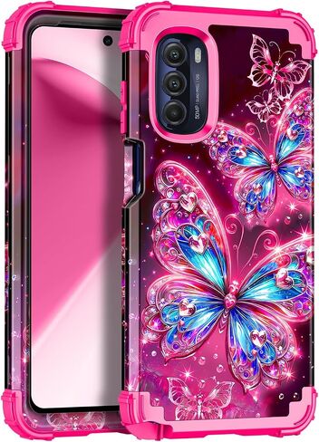Miqala for Moto G 5G 2026 Case,Glow in The Dark Three Layer Heavy Duty Shockproof Full Body Protection Hard Plastic Bumper+Soft Silicone Protective Case for Motorola Moto G 5G 2026,Dark Butterfly in Saudi Arabia